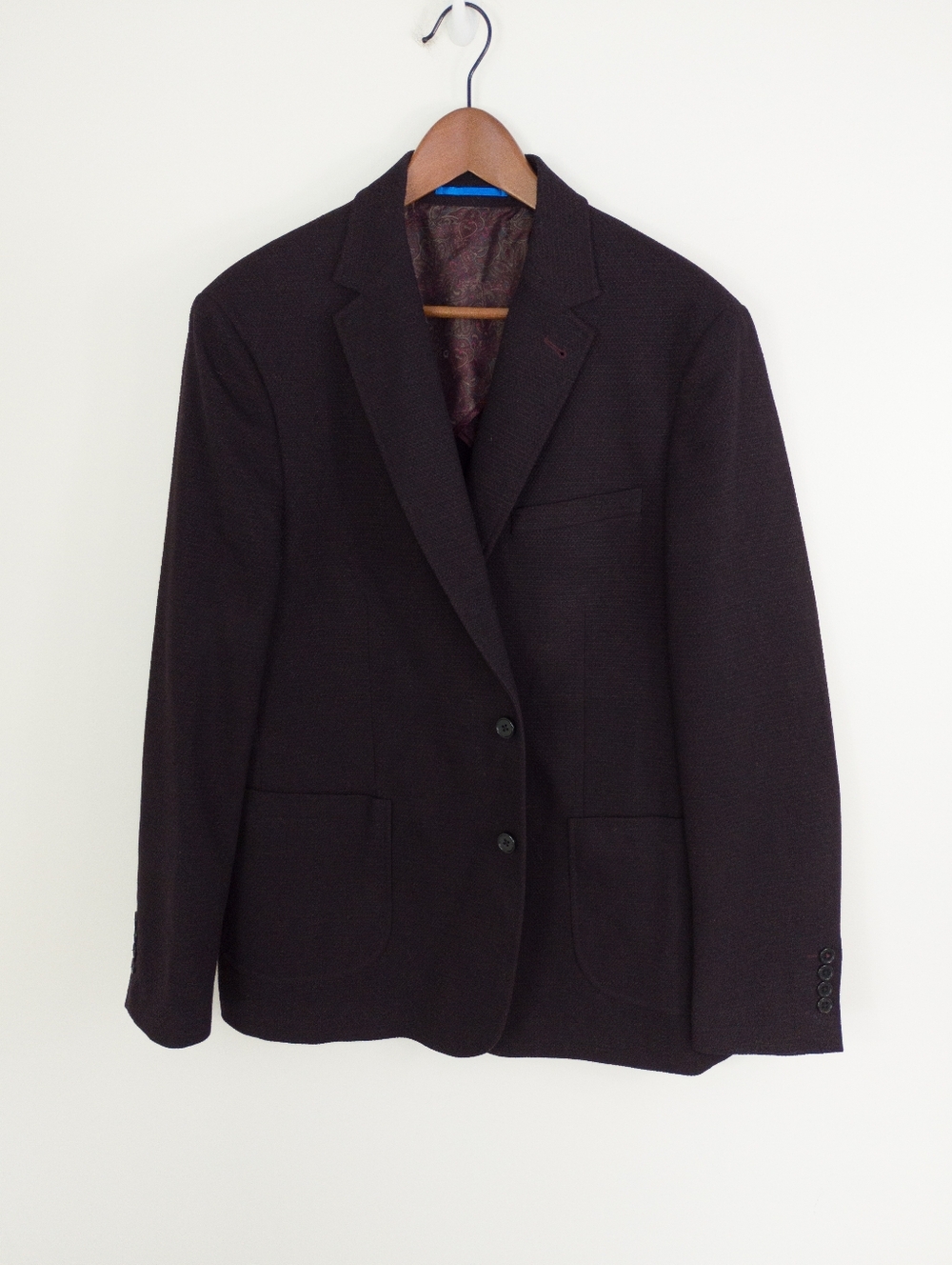 Sondergaard Copenhagen Slim Fit Dark Burgundy Paisley Lining Blazer 44R